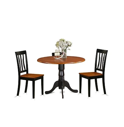 East West Furniture Dining set - 3 Pcs with 2 Wooden Chairs