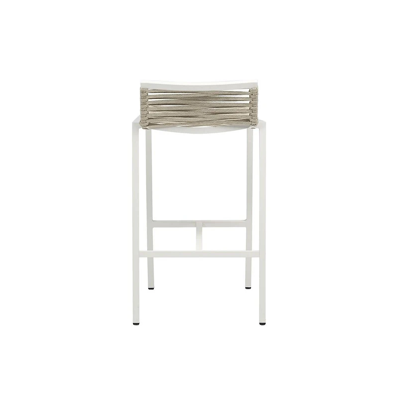 Meridian Furniture Maldives Cream Rope Fabric Outdoor Patio Barstool, Set of 2