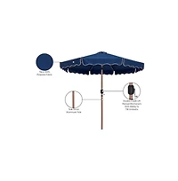 Meridian Furniture Amalfi Navy With Cream Piping Fabric Patio Umbrellas