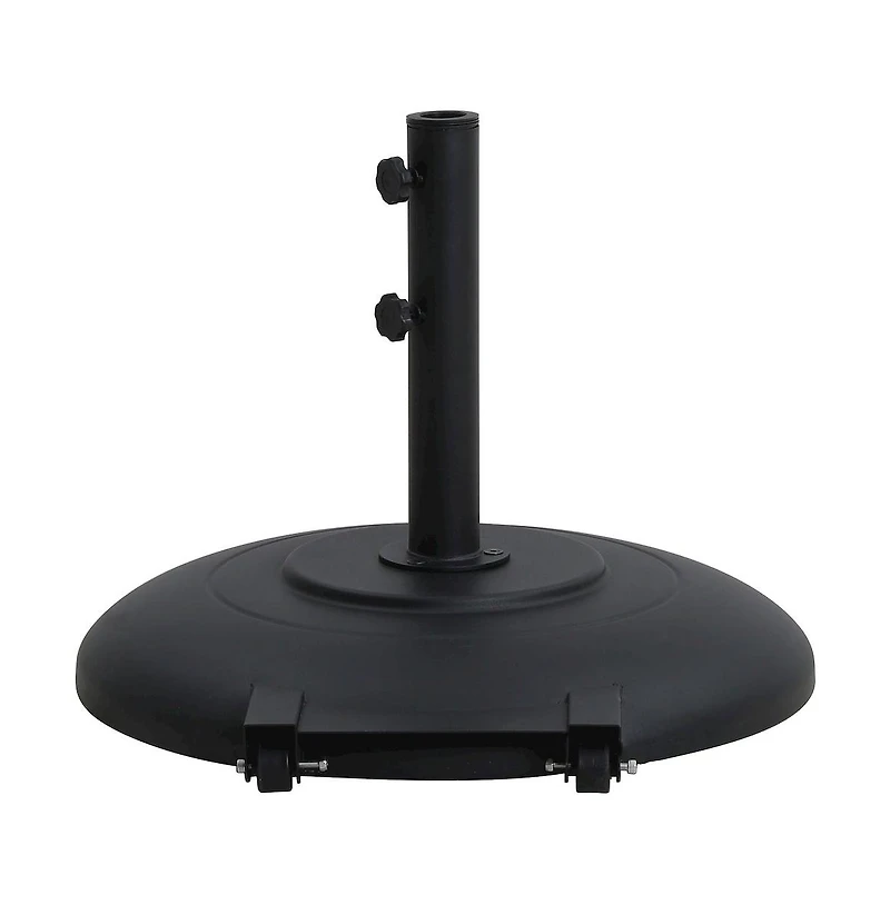Meridian Furniture Amalfi Black With Cream Piping / Matte Black Metal Patio Umbrella with Base Sets