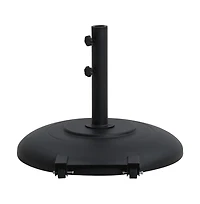 Meridian Furniture Amalfi Black With Cream Piping / Matte Black Metal Patio Umbrella with Base Sets