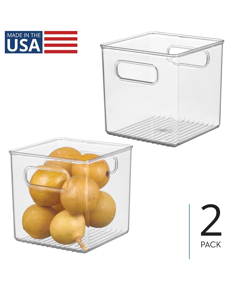 iDesign Cube Storage Bin with Handles for Pantry, Set of 2, Clear, Made in Usa