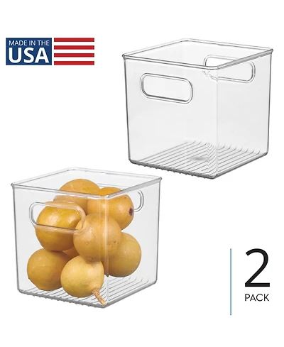 iDesign Cube Storage Bin with Handles for Pantry, Set of 2, Clear, Made in Usa