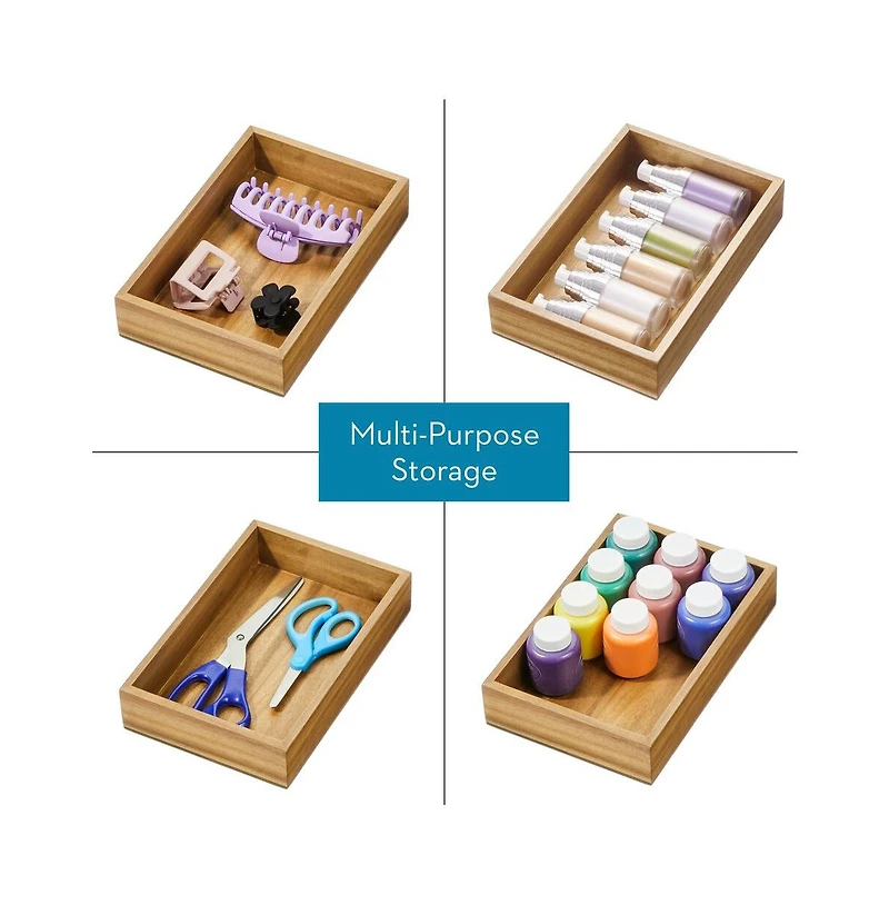 iDesign Acacia Wood Kitchen Drawer Organizer - Set of 3
