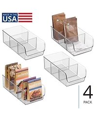 iDesign Stackable 3-Section Storage Bin for Pantry, Set of 4, Clear, Made in Usa
