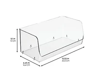 iDesign Wide Stackable Open-Front Storage Bins - Set of 6 - Clear - Made in Usa