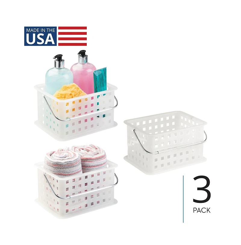 iDesign Medium StackableShower Caddy Basket, Set of 3, Frost, Made in Usa