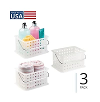 iDesign Medium StackableShower Caddy Basket, Set of 3, Frost, Made in Usa