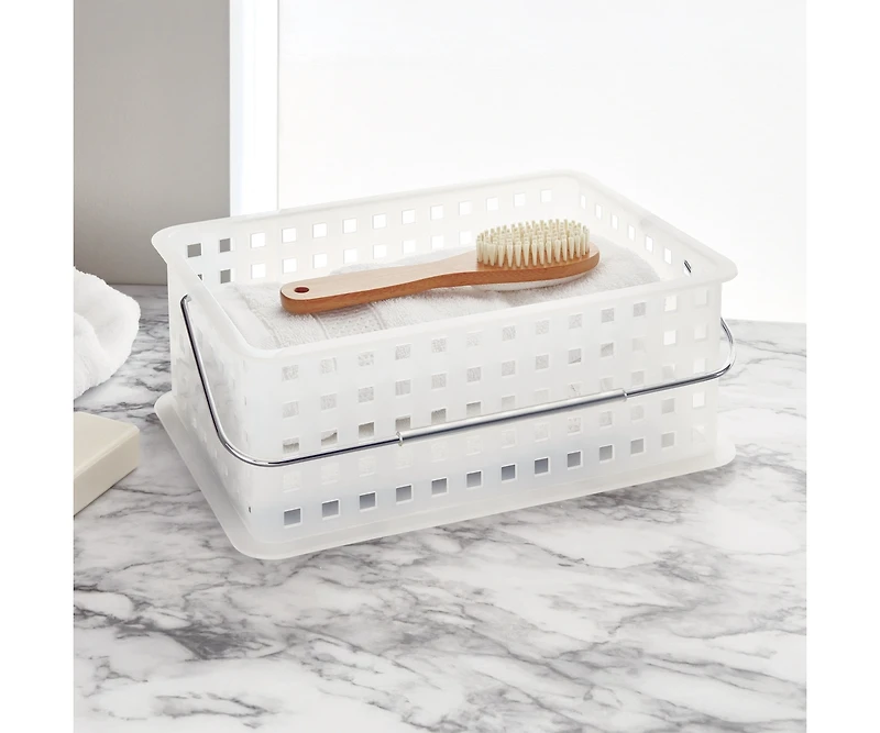 iDesign Medium Stackable Shower Basket, Set of 3, Clear/Frost, Made in Usa