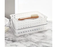 iDesign Medium Stackable Shower Basket, Set of 3, Clear/Frost, Made in Usa