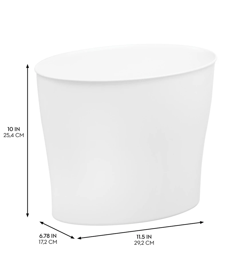 iDesign Small Oval Plastic Bathroom Trash Can - Set of 2 - White - Made in Usa