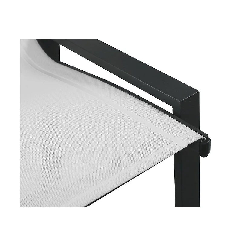 Meridian Furniture Nizuc White Mesh Water Resistant Fabric Outdoor Patio Barstool, Set of 2