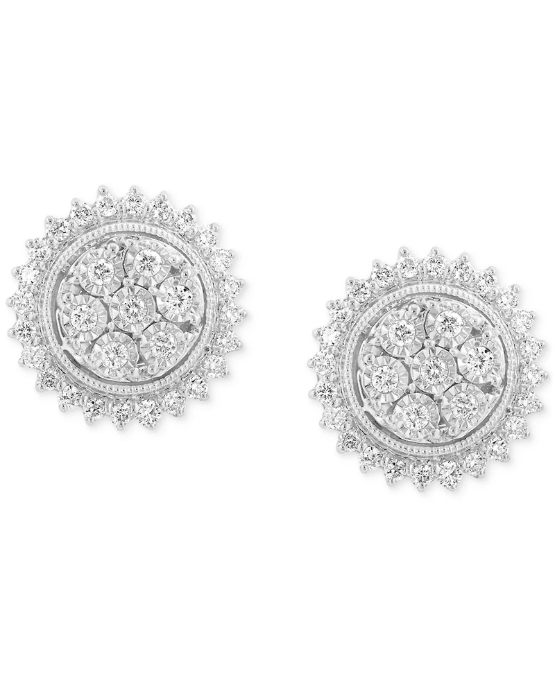 Effy Diamond Halo Cluster Stud Earrings (1/2 ct. t.w.) in 14k White Gold