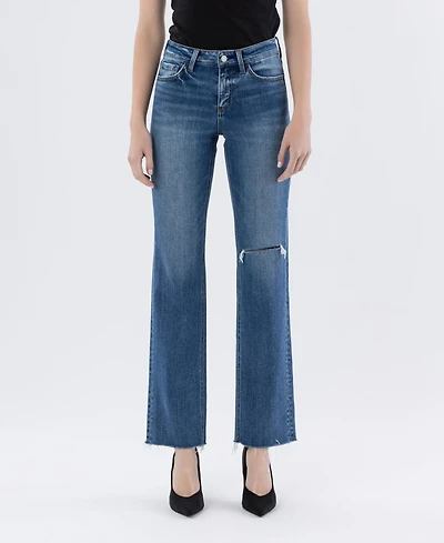 Vervet Women's High Rise Raw Hem Straight Jeans