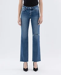 Vervet Women's High Rise Raw Hem Straight Jeans