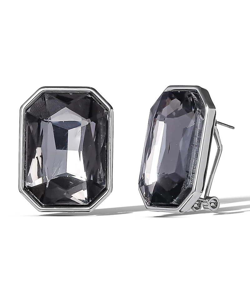 Jessica Simpson Faceted Gemstone Stud Earrings in Smoke Grey