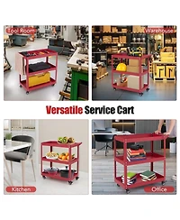 Akiudex 3-tier rolling tool cart with spacious shelves, 4 universal wheels and 2 brakes