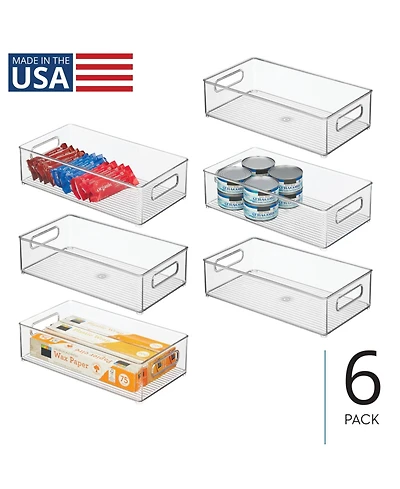 iDesign Plastic Stackable Fridge Bin with Handles, Set of 6, Clear