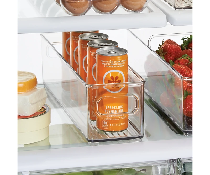 iDesign Plastic Stackable Fridge Bin with Handles, Set of 3, Clear, Made in Usa