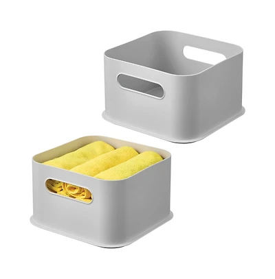 iDesign Plastic Pantry Storage Bin with Handles - Set of 2 - Gray - Made in Usa