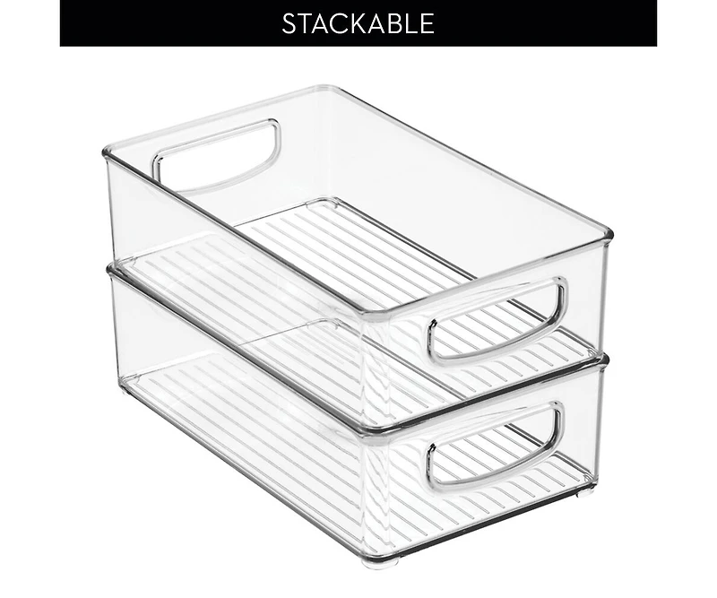 iDesign Stackable Pantry Storage Bin with Handles, Set of 4, Clear, Made in Usa