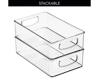 iDesign Stackable Pantry Storage Bin with Handles, Set of 4, Clear, Made in Usa