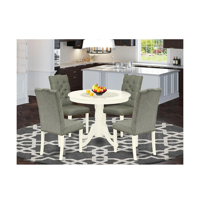 East West Furniture Dining Room Set Linen White