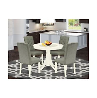 East West Furniture Dining Room Set Linen White