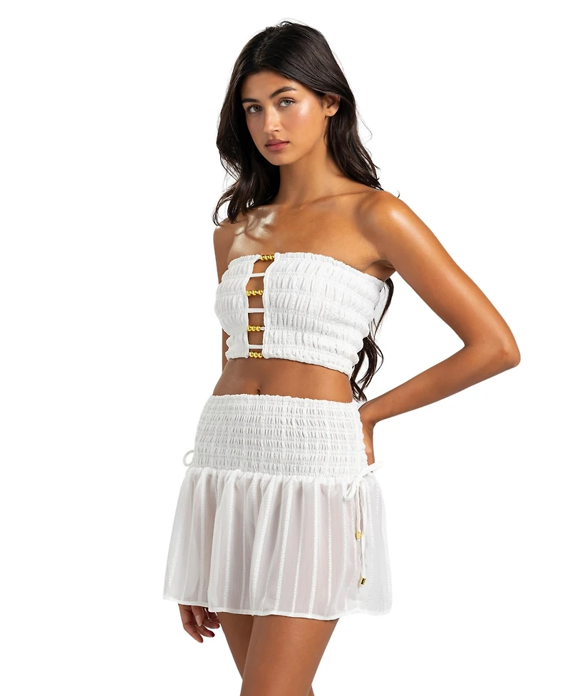 Beach Bunny Swimwear Women's Sheer Stripe Cover Up Mini Skirt