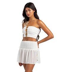 Beach Bunny Swimwear Women's Sheer Stripe Cover Up Mini Skirt