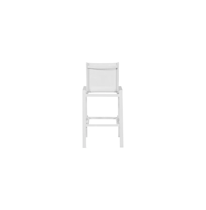 Meridian Furniture Nizuc White Mesh Water Resistant Fabric Outdoor Patio Barstool