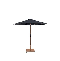 Meridian Furniture Fiji Black Fabric / Teak Aluminum Patio Umbrella with Base Sets
