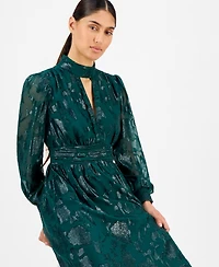 Anne Klein Women's Floral Chiffon Split-Neck Maxi Dress