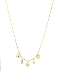 Effy White & Blue Diamond Multiple Charm 18" Pendant Necklace (1/4 ct. t.w.) in 14k Gold