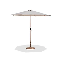 Meridian Furniture Fiji Beige Fabric / Teak Aluminum Patio Umbrella with Base Sets
