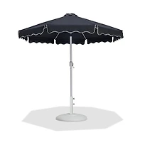 Meridian Furniture Amalfi Black With Cream Piping / Matte White Metal Patio Umbrella with Base Sets
