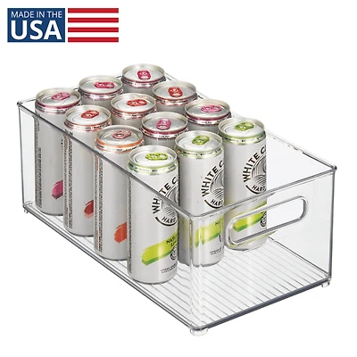 iDesign Plastic Stackable Fridge Bin with Handles, Clear