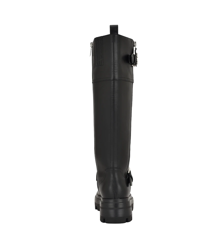 Guess Women's Lynnie Tall Buckle Moto Lug Boots