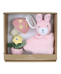 Lambs & Ivy Garden Bunny 3-Piece Developmental Infant Baby Plush Gift Set
