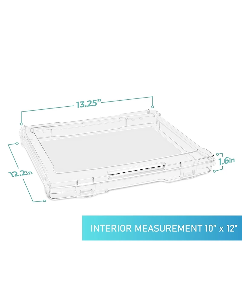 Sorbus Set of 6 Thin Clear Stackable Portable Project Case Fits 10"x12" - Snap-Tight Closure, Ideal for Board Games, Crafts, and Office Supplies