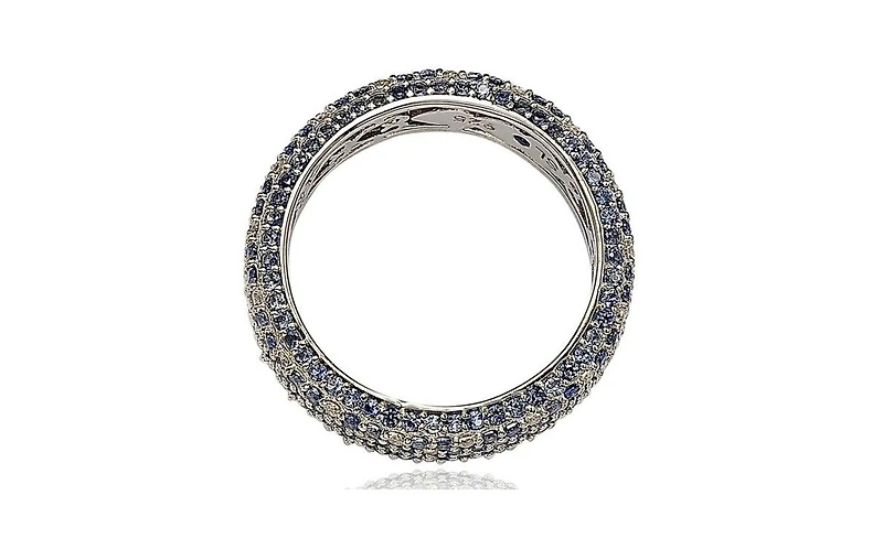 Suzy Levian Sterling Silver Sapphire & Created White Pave Eternity Band Ring