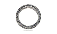 Suzy Levian Sterling Silver Sapphire & Created White Pave Eternity Band Ring