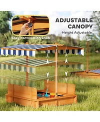 Outsunny Cove box with Lid & Adjustable Canopy for Kids, Wooden