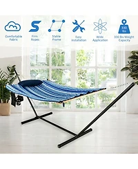 Akiudex Hammock with Steel Stand, Cotton Ropes, Mat, Pillow, and Storage Holder