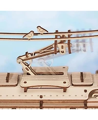 Robotime 3D Puzzle Classic City Tram Car Mechanical Gear Model Kit, Beige, 11.3"6.49"9.72"