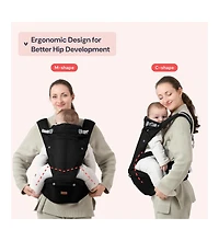 BabbleRoo Kids Carrier 6 1 with Hip Seat, Comfy & Adjustable Kangaroo Rose