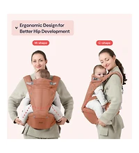 BabbleRoo Kids Carrier 6 in 1 Carrier with Hip Seat, Comfy & Adjustable Kangaroo Rose
