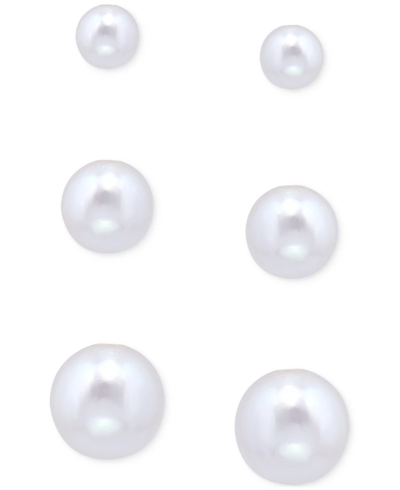 Giani Bernini 3-Pc. Set Freshwater Pearl Graduated Stud Earrings in Sterling Silver, Macy's Exclusive