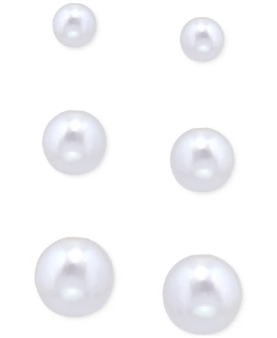Giani Bernini 3-Pc. Set Freshwater Pearl Graduated Stud Earrings in Sterling Silver, Macy's Exclusive