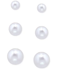 Giani Bernini 3-Pc. Set Freshwater Pearl Graduated Stud Earrings in Sterling Silver, Macy's Exclusive